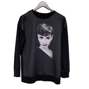 Audrey Hepburn Classic Graphic Black Long Sleeve Sweatshirt Women's Size Medium